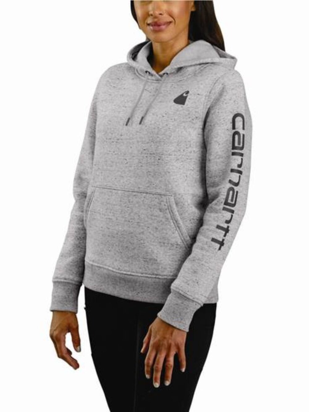 Women's Carhartt Clarksburg Graphic Sleeve Work Hoodie Small Asphalt Heather Nep